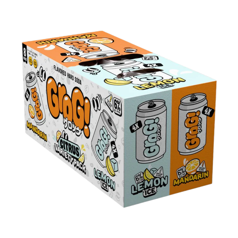 Grog Hard Soda Lemon & Mandarin Mixed 8 Pack Cans - ForWhiskeyLovers.com