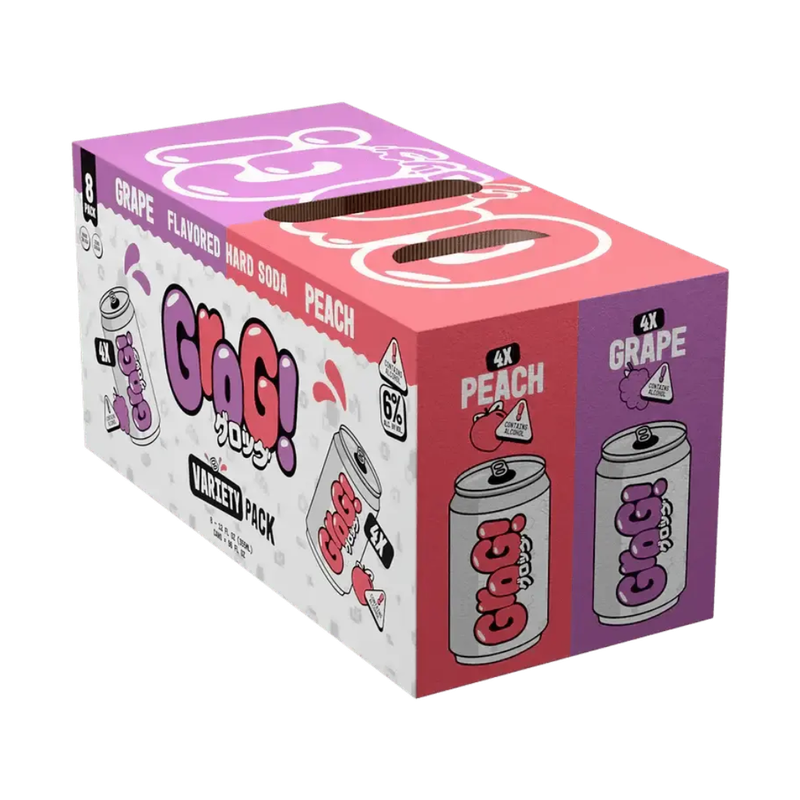 Grog Hard Soda Peach & Grape Mixed 8 Pack Cans - ForWhiskeyLovers.com