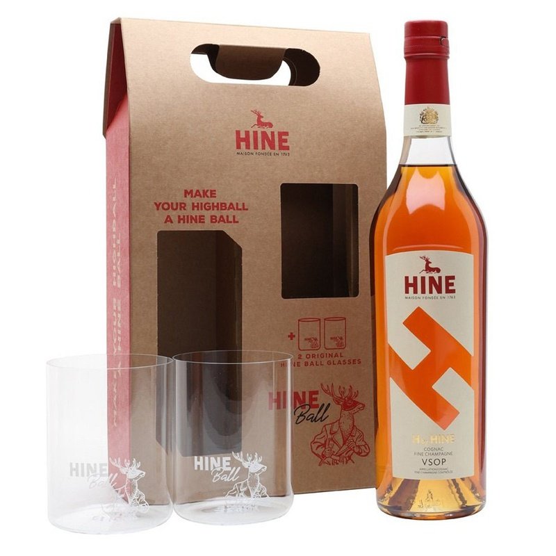H by Hine V.S.O.P. Cognac with 2 Hine Ball Glasses - ForWhiskeyLovers.com