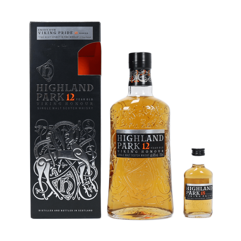 Highland Park 12 Year Old Viking Honour + 18 Year Old Viking Pride 50ml Single Malt Scotch Whiskey Gift Pack - ForWhiskeyLovers.com