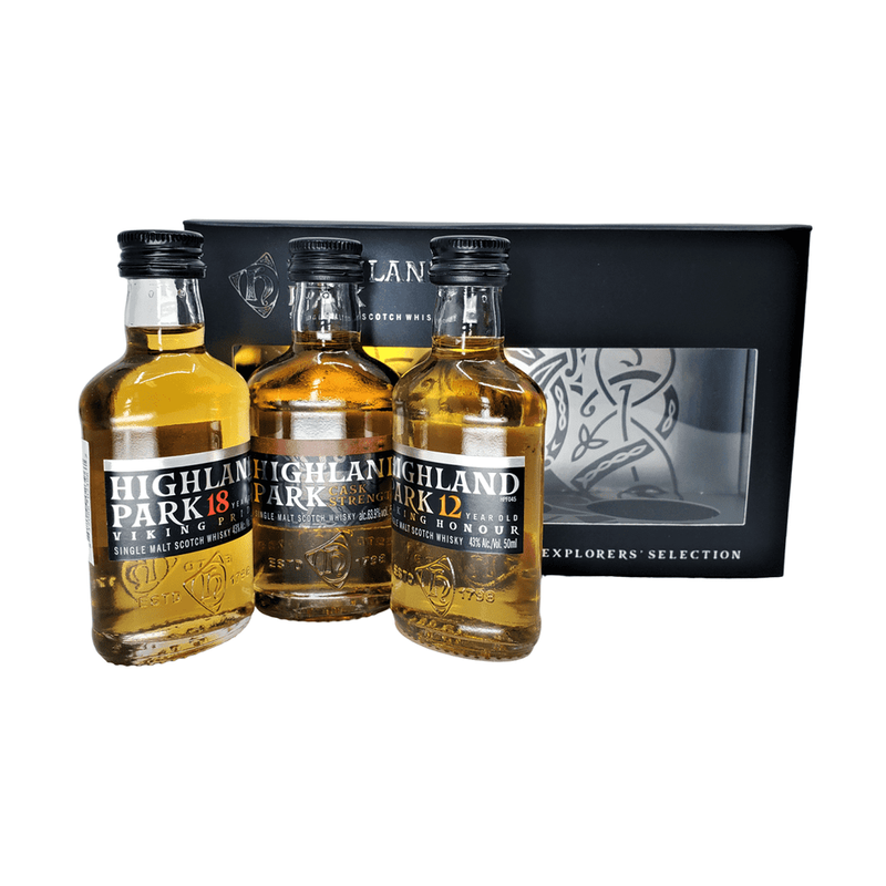 Highland Park 'Explorers Selection' 12 Year-Cask Strength-18 Year Single Malt Scotch Whisky 3-Pack 50ml Gift Set - ForWhiskeyLovers.com