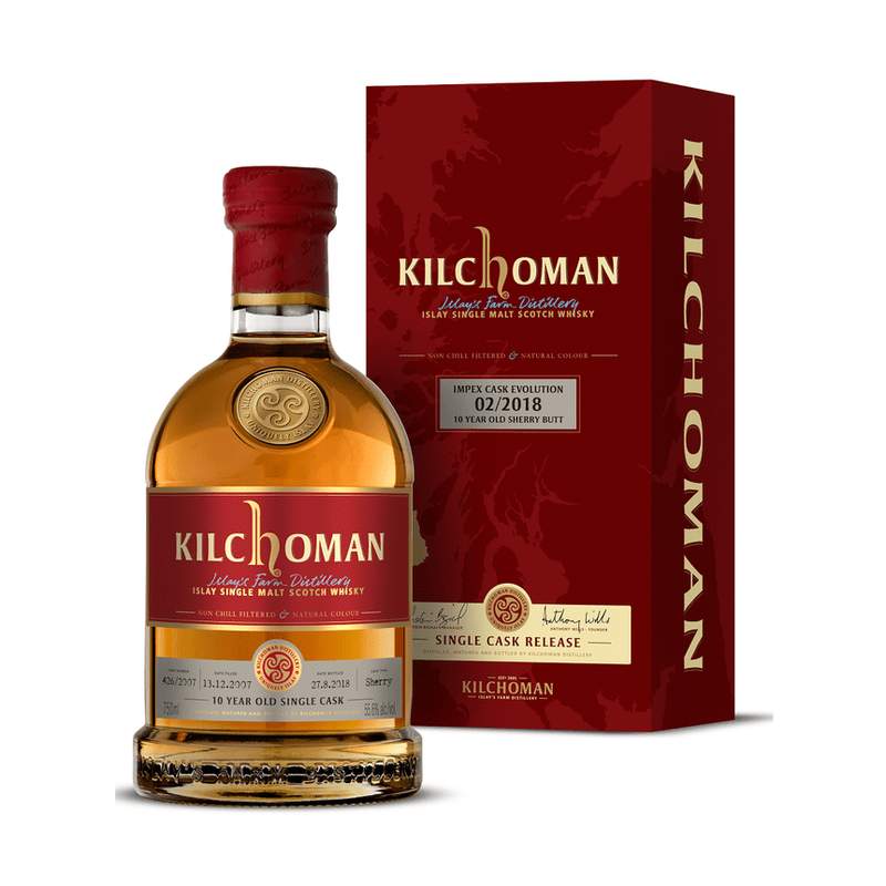Kilchoman Impex Cask Evolution 02/2018 10 Year Old Sherry Butt Single Cask Islay Single Malt Scotch Whisky - ForWhiskeyLovers.com