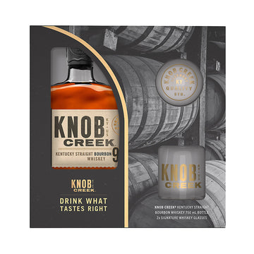 Knob Creek 9 Year Old Bourbon Gift Set with 2 Rocks Glasses 750ml - ForWhiskeyLovers.com