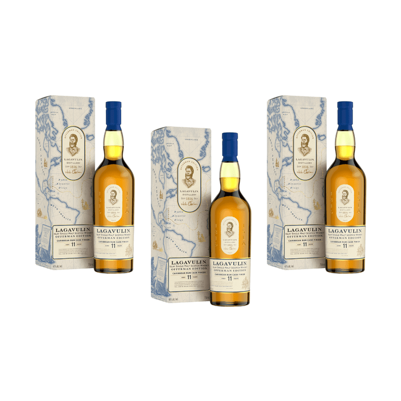 Lagavulin 11 Year Offerman Edition Caribbean Rum Cask Finish 3 Bottle Bundle - ForWhiskeyLovers.com