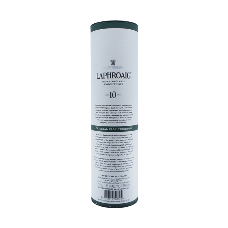 Laphroaig 10 Year Old Original Cask Strength Islay Single Malt Scotch Whisky - ForWhiskeyLovers.com