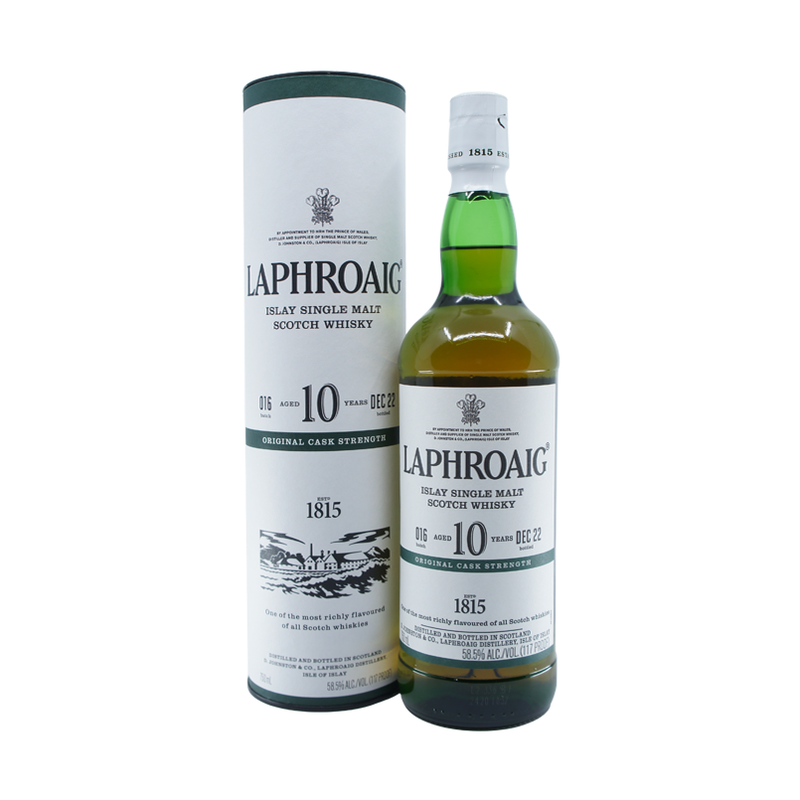 Laphroaig 10 Year Old Original Cask Strength Islay Single Malt Scotch Whisky - ForWhiskeyLovers.com