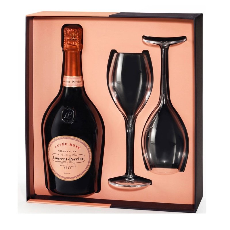 Laurent-Perrier Cuvée Rosé Brut Champagne with 2 Glasses Gift Box - ForWhiskeyLovers.com