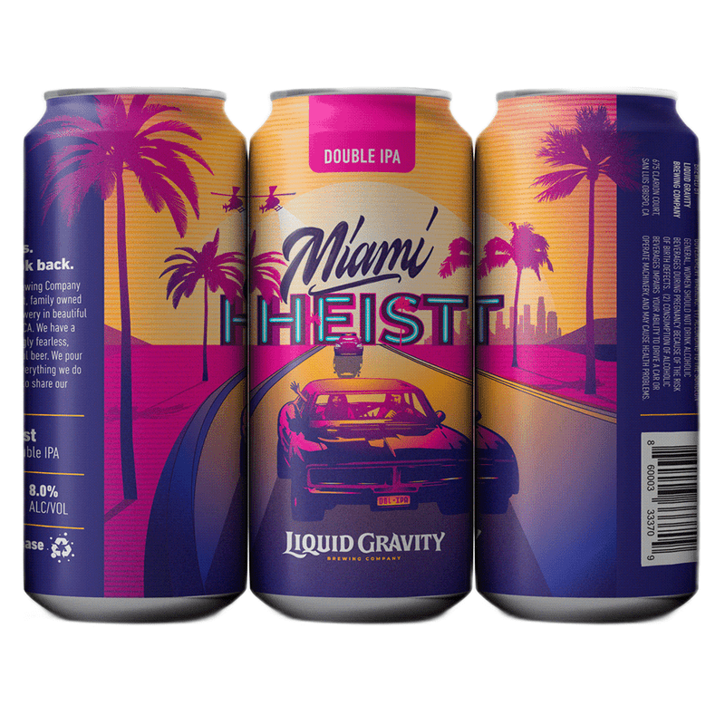 Liquid Gravity Brewing Co. Miami Heist Hazy DIPA Beer 4-Pack - ForWhiskeyLovers.com