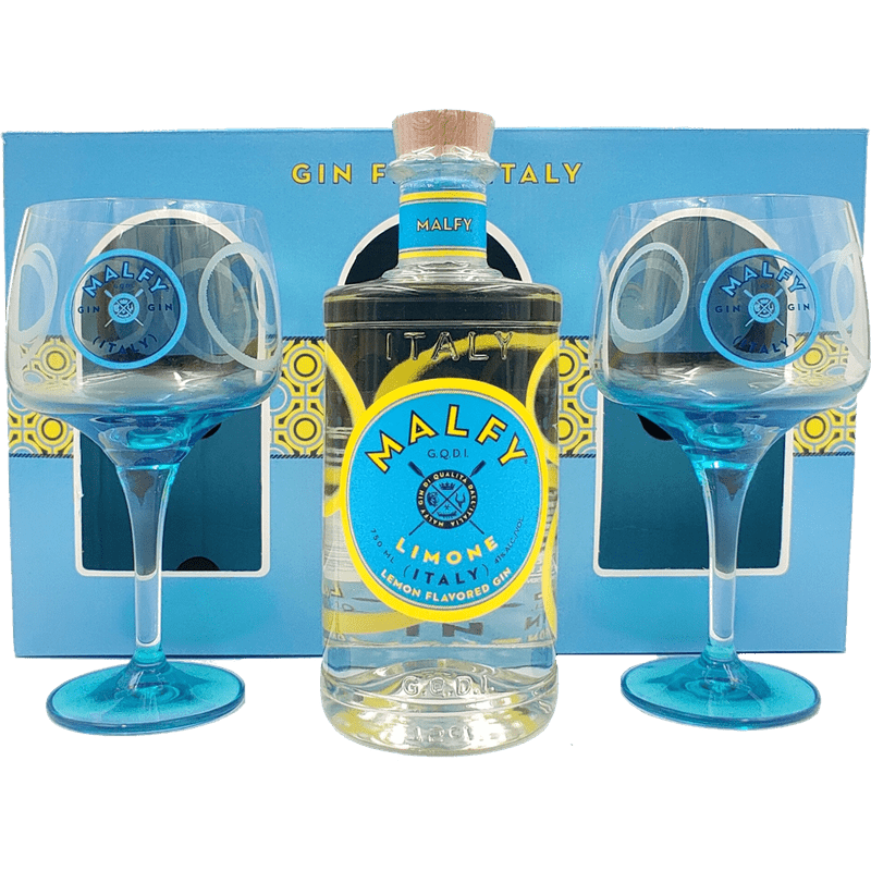 Malfy Limone Gin Gift Set with 2 Glasses - ForWhiskeyLovers.com