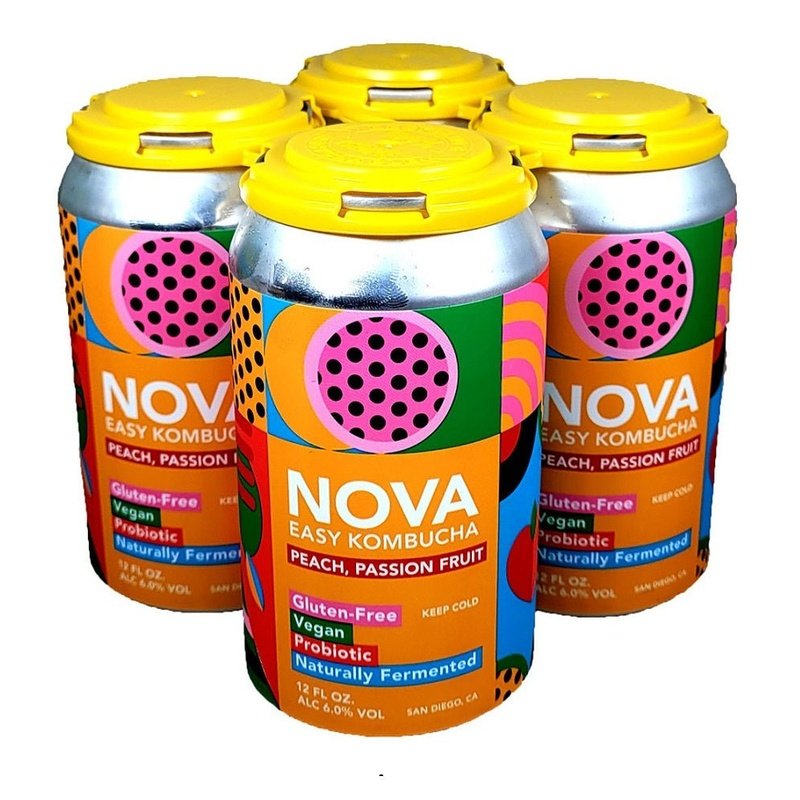 Nova Easy Kombucha Peach - Passion Fruit 4-Pack - ForWhiskeyLovers.com