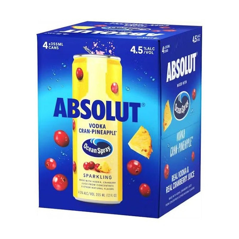 Ocean Spray® Absolut® Vodka Sparkling Cran•Pineapple™ 4-Pack - ForWhiskeyLovers.com