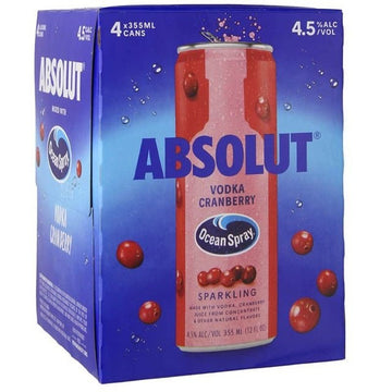 Ocean Spray? Absolut? Vodka Sparkling Cranberry 4-Pack - ForWhiskeyLovers.com