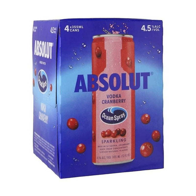 Ocean Spray® Absolut® Vodka Sparkling Cranberry 4-Pack - ForWhiskeyLovers.com
