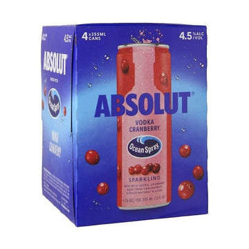 Ocean Spray® Absolut® Vodka Sparkling Cranberry 4-Pack - ForWhiskeyLovers.com