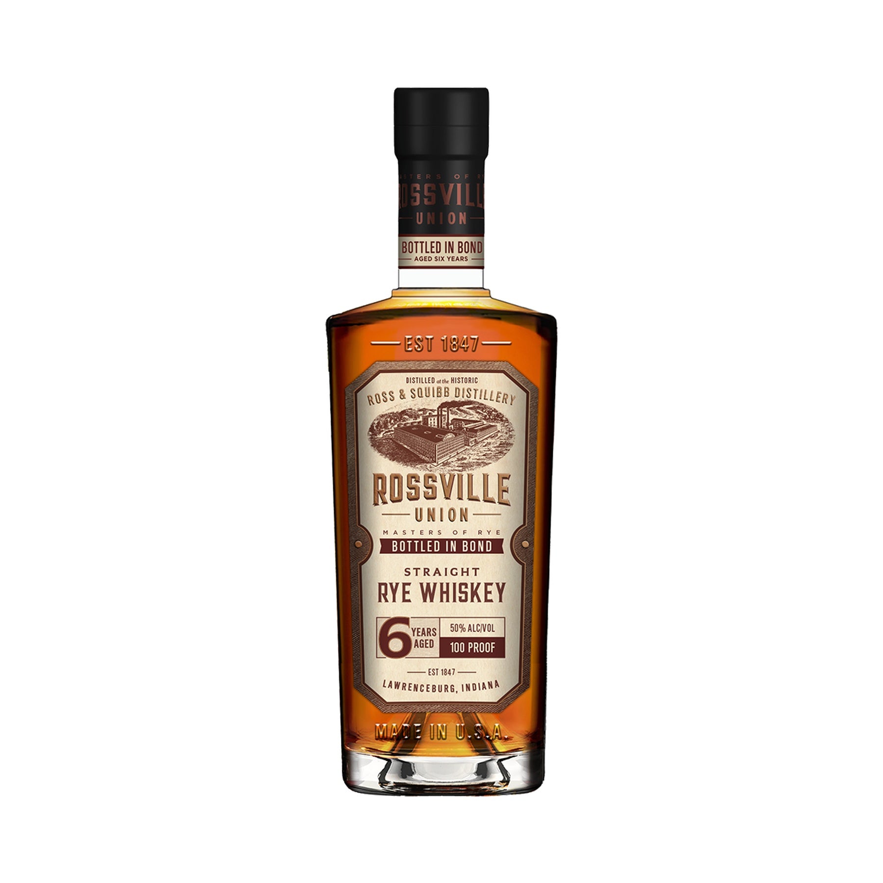 Rossville Union Bottled In Bond Straight Rye Whiskey 6 Year 700ml - ForWhiskeyLovers.com