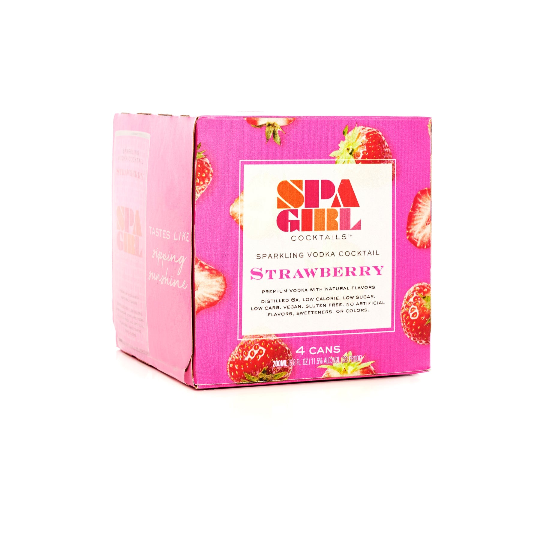 Spa Girl Strawberry Sparkling Vodka Cocktail 4-Pack 200ml Cans - ForWhiskeyLovers.com