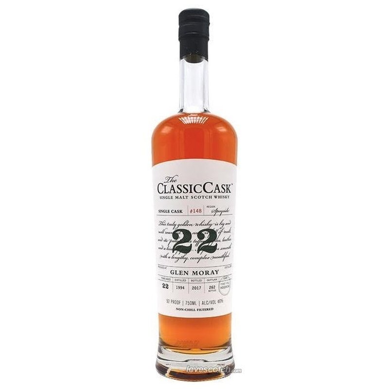 The Classic Cask Glen Moray 22 Year Old Single Malt Scotch - ForWhiskeyLovers.com