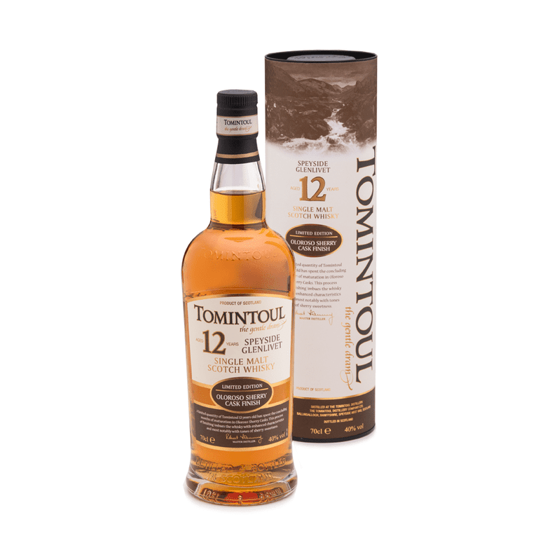Tomintoul 12 Year Old Oloroso Sherry Cask Finish Speyside Glenlivet Single Malt Scotch Whisky - ForWhiskeyLovers.com