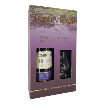 Tomintoul 16 Year Old Speyside Single Malt Scotch Whisky w/Glass Gift Set - ForWhiskeyLovers.com