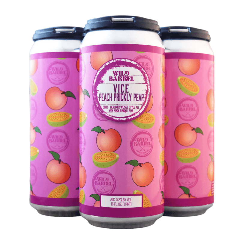 Wild Barrel Brewing 'Vice Peach Prickly Pear' Sour Ale Beer 4-Pack - ForWhiskeyLovers.com