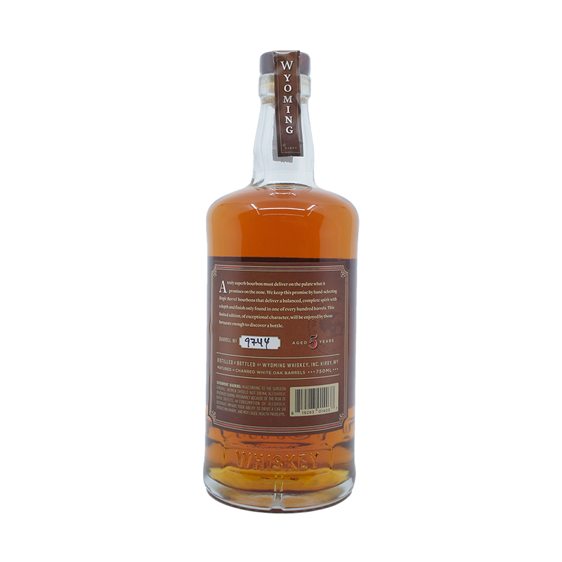 Wyoming Whiskey Single Barrel Bourbon 750ml - ForWhiskeyLovers.com