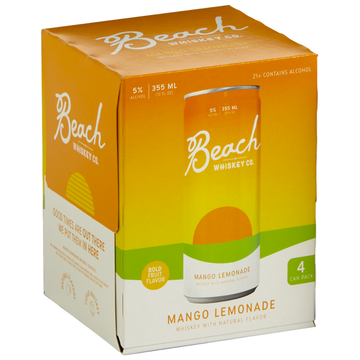Beach Whiskey Co Mango Lemonade 4 Pack 355ml - ForWhiskeyLovers.com
