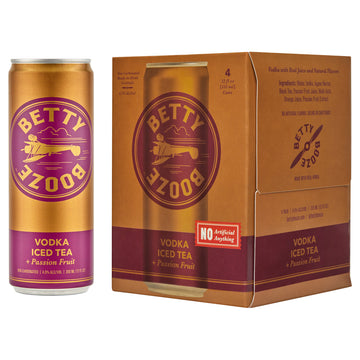 Betty Booze Vodka Iced Tea + Passion Fruit 4 Pack 355ml - ForWhiskeyLovers.com
