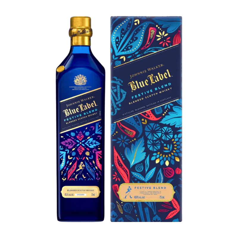 Johnnie Walker Blue Label Festive Blend Blended Scotch Whisky 750ml - ForWhiskeyLovers.com