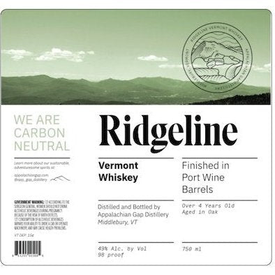 Appalachian Gap Ridgeline Vermont Whiskey 750mL - ForWhiskeyLovers.com