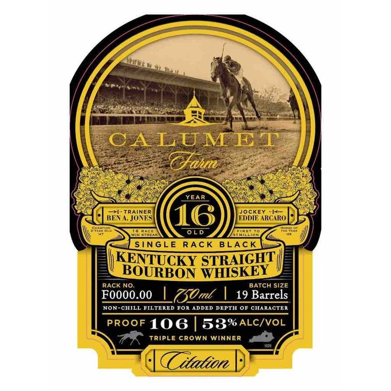 Calumet Farm Single Rack Black 16 Year Old Bourbon 750ml - ForWhiskeyLovers.com