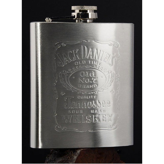 Jack Daniels Flat Hip Flask 6oz - ForWhiskeyLovers.com