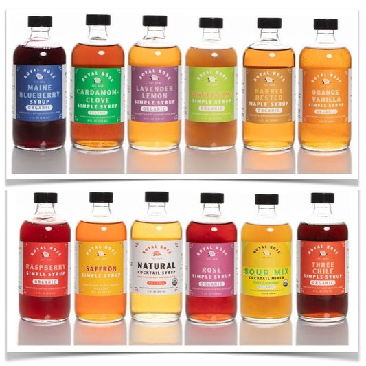 Royal Rose Organic Cocktail Syrups Complete Set 12 x 8oz - ForWhiskeyLovers.com