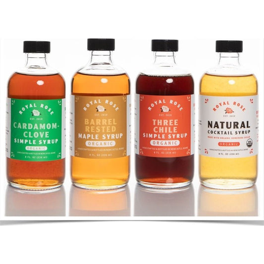 Royal Rose Organic Syrups Whiskey Cocktail Pack 4 x 8oz - ForWhiskeyLovers.com
