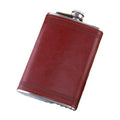 Stainless Steel Leather Wrapped Hip Flask - ForWhiskeyLovers.com