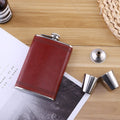 Stainless Steel Leather Wrapped Hip Flask - ForWhiskeyLovers.com