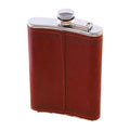 Stainless Steel Leather Wrapped Hip Flask - ForWhiskeyLovers.com