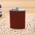 Stainless Steel Leather Wrapped Hip Flask - ForWhiskeyLovers.com