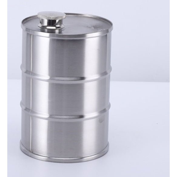 Stainless Steel Oil Drum Flask 750mL - ForWhiskeyLovers.com