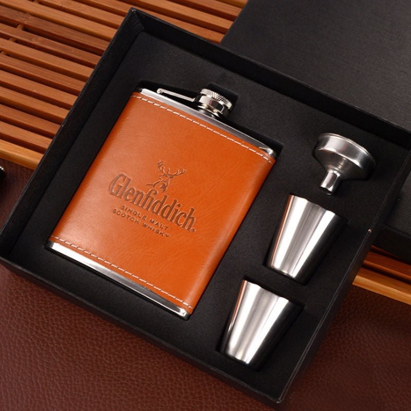 Stylish Portable Stainless Steel Flask Set - ForWhiskeyLovers.com