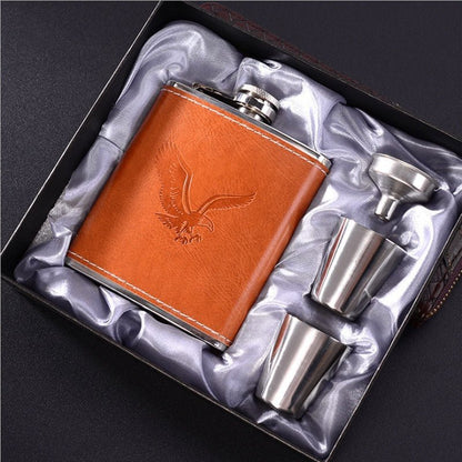 Stylish Portable Stainless Steel Flask Set - ForWhiskeyLovers.com