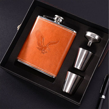 Stylish Portable Stainless Steel Flask Set - ForWhiskeyLovers.com