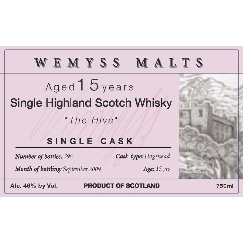Wemyss Malts The Hive 15 YO Single Cask Whisky 750mL - ForWhiskeyLovers.com